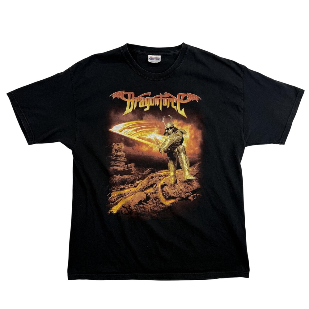 Vintage Dragonforce Shirt Mens XL Black 2006 Tour Band‎ Heavy Metal Rock 00s Tee
